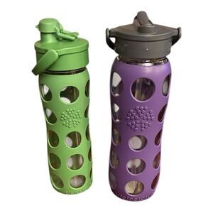 Lifefactory Water Bottles (2) 22oz/16oz glass silicone sleeve